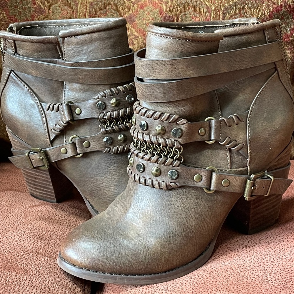 Brown Bling Booties by Not Rated